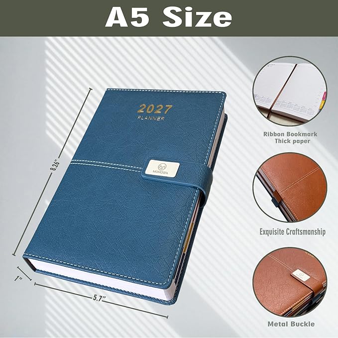 2027 Daily Planner - One Page per Day, 2027 Hourly Daily Calendar Book