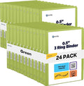 Enday 1/2 inch Binder 3 Ring Binder (24 Pack - Green) O-Ring Binder with Clear View Cover and 2 Inside Pocket - for Letter Size 8.5 x 11'' Paper, Ideal for School Supplies, Office, and Home