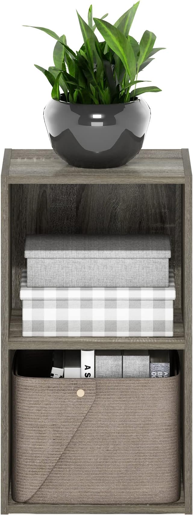 Furinno PASIR Book Shelf, 2-Tier Modern Bookshelf, Open Shelves Bookcase 9 x 12 x 21, Easy Assembly, for Living Room, Bedroom, Home Office, French Oak