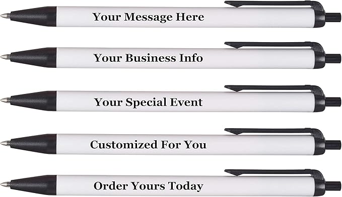 RevMark Personalized Ballpoint Pen, Custom Printed Name, Business or Event Information, Timeless Advertising, USA Made Pens, Promotional Marketing, Smooth Black Ink, Bulk Pack, (Black,50 Ct.)