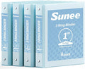 SUNEE 3 Ring Binder 1 Inch 4 Pack, Clear View 1" Binders Three Ring PVC-Free (Fit 8.5x11 Inches) for School or Office Supplies, Blue