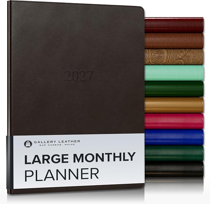 Gallery Leather Large Monthly Planner 2026-2027 Monhegan Cocoa