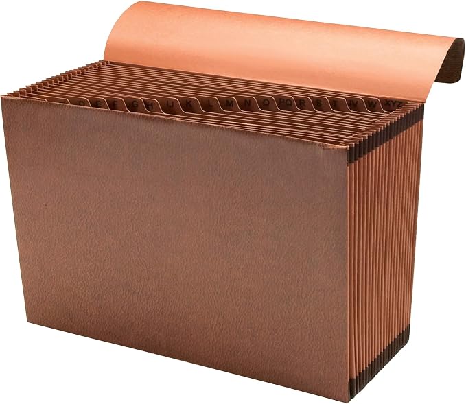 Smead TUFF Expanding File, 21 Pockets, Alphabetic (A-Z), Flap and Cord Closure, Legal Size, Redrope (70320), Pack of 1