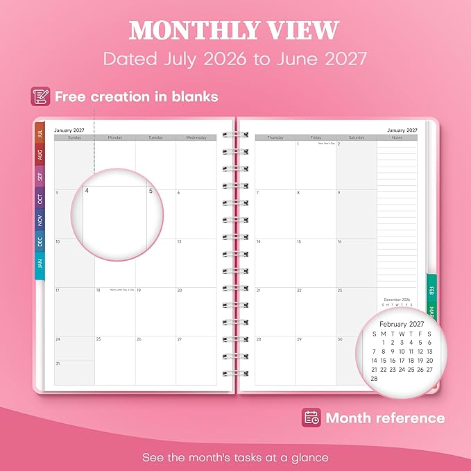 Planner 2026-2027 Weekly & Monthly Academic Planner, 6" x 8.3"