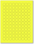 8-1/2 x 11" Neon Color High Light Fluorescent Labels for Laser & Inkjet Printer (Yellow Fluorescent, 3/4" Round - 108 Per Page | 2700 Labels)