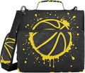 3 Ring Zipper Binder with Shoulder Strap Yellow Basketball Splash Black 1.5 inch Binders Keeper Large Capacity Multi Pockets for School Office Supplies