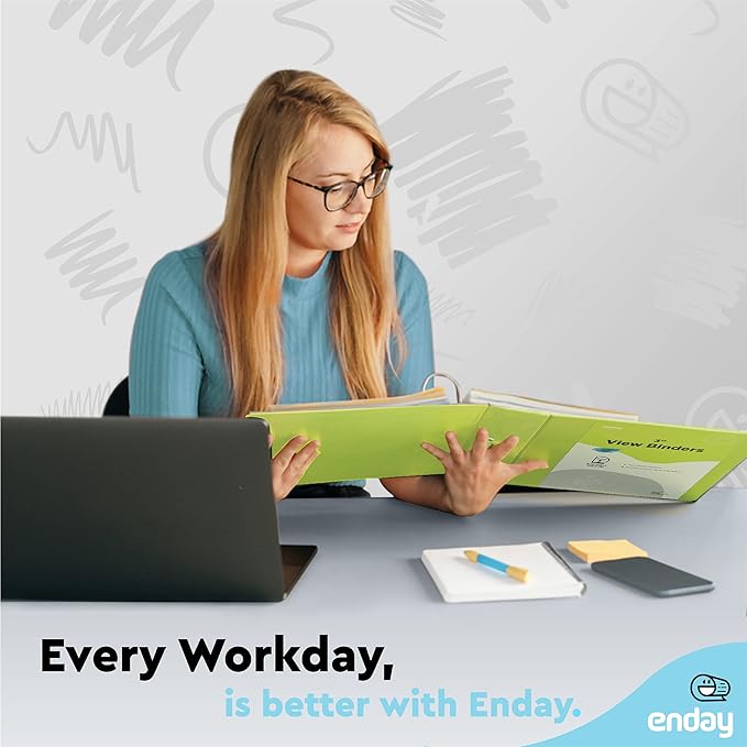 Enday 3 inch Binder (12 Pack - Green) 3 Ring Binder 3 inch with Clear View Cover and 2 Inside Pocket - for Letter Size 8.5 x 11'' Paper, Ideal for School Supplies, Office, and Home