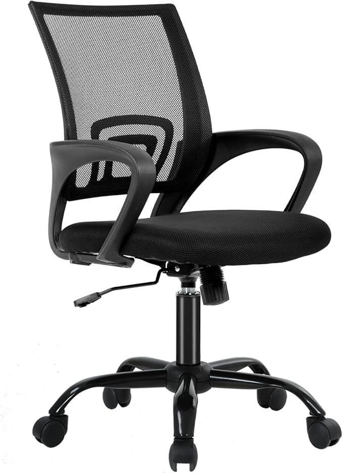 FDW Ergonomic Office Chair Home Desk Chair Task Mesh Computer Chair Gaming with Back Lumbar Support Armrest Modern Swivel Modern Adjustable Rolling Executive Mesh Chair for Women Men (Black) | with Lumbar Support & Adjustable Height | Breathable Mid-Ba...
