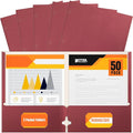 Better Office Products Two Pocket Portfolio Folders, 50-Pack, Burgundy, Letter Size Paper Folders, 50 Pieces, Burgundy