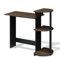 Furinno COMPACT Desk, 28.5" Wide Gaming Desk with Shelves, Computer Desk with Book Shelf, Office Desk for Home Office, Study Room, Dorm, Bedroom, Columbia Walnut