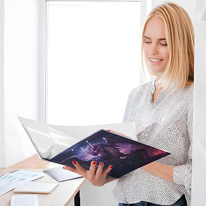 3 Ring Binder Dragon Purple 1.5" Round Ring Binders View Binder with 200 Sheet for Kids School Supplies Women Men Office, 1 Pack