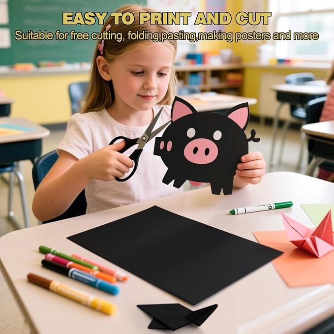 TUXIYA 500 Sheets Black Cardstock Paper,8.5" X 11" Card Stock 180 GSM/65 LB | Cardstock Printer Paper Construction Paper Black Card Stock for Art, Invitations, DIY Cards, Watercolor & Craft Projects