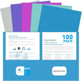 Two Pocket Folders, PANDRI 100 Pack 2 Pocket Folders, Letter Size Paper File Folder for School Office Home Business, Assorted 5 Colors