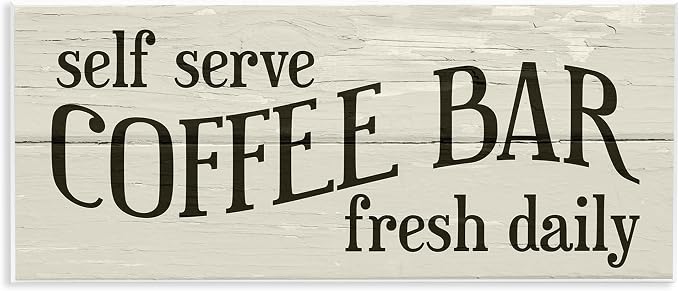 Rustic Coffee Bar Herringbone, 7 x 17 Inch Mounted Print on Wall Plaque | Stupell Industries · By Lil' Rue · Ready to hang once unboxed · Kitchen friendly decor · Made in USA