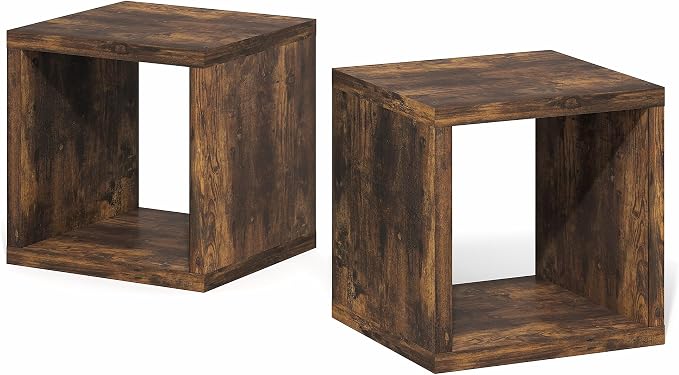 Furinno Cubicle Book Shelf, Set of 2 Stackable Bookshelf, Cube Storage Organizer Bookcase with Open Back, Extra Thick, 15.8 x 15.8 x 14.6, for Living Room, Bedroom, Home Office, Amber Pine