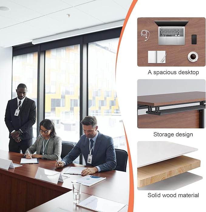Conference Table,55.1''Folding Conference Room Table for 4-12 People,Mobile Flip Top MeetingTraining Table with Different Coulor and Styles for Offices, Classrooms,Meeting Room (6, 47.2''D)
