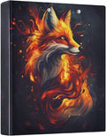 3 Ring Binders Red Fire Fox 1.5 Inch Round Ring Binders with Pockets Decorative Clipboard Binder Holds 200 Sheets View Binder for Home School Office,1 Pack