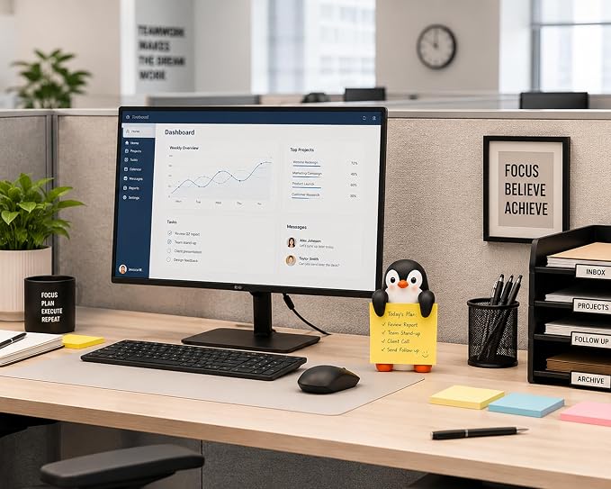 Penguin Pop-Up Sticky Note Dispenser for 3 x 3 in Notes | Includes 100 sheets; handmade resin decor for office, home or classroom; gift for teachers, coworkers and penguin lovers