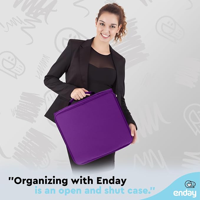 Enday 2 Inch Zipper Binder - 880 Sheet Capacity, 5 Pockets, Expanding File Folder with Durable Handle, Multiple Pockets School Binder Organizer, Purple