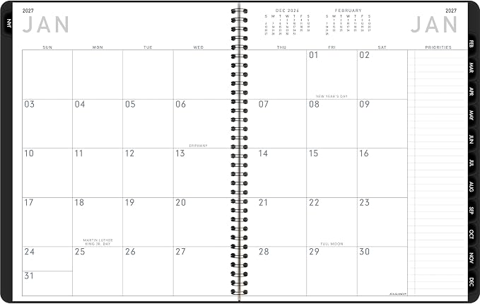 AT-A-GLANCE 2027 Planner, Weekly & Monthly, 8.25" x 11", Contemporary Lite, Black (7095XL0527)