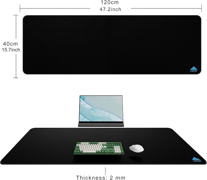 Cacoy Large Gaming Mouse Pad 48"x16" Stitched Edges XXL Desk Mousepad Black | XXL Ultra-Smooth Gamer Desk Mat Waterproof Extended Computer Mouse Mat Non-Slip Rubber Base Keyboard Pad for Office and Home