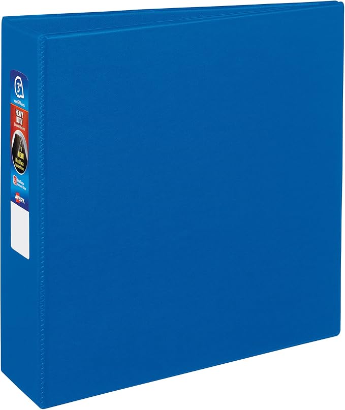 Avery Heavy-Duty 3 Ring Binder, 3" EZD Rings, 1 Blue Binder | For Heavy School, Home and Office Use, One Touch Locking Rings, Reinforced Full-Coverage Panels, 100% Recycled Chipboard