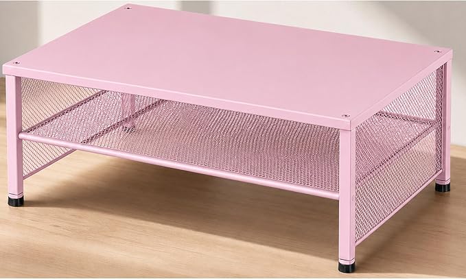2-Tier Computer Monitor Stand Riser, Laptop Stand for Desk, Desk Organizer for Office, Home and School Supplies, Pink