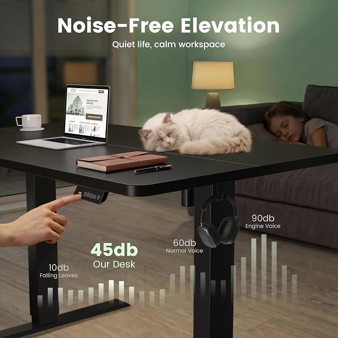 CubiCubi 63 x 28 Large Electric Standing Desk, Height Adjustable, Black | 28" Deep Desktop, Sit Stand up Home Office Desk, Computer Workstations, Advanced Motor, High-Strength Frame, 176 lbs Capacity