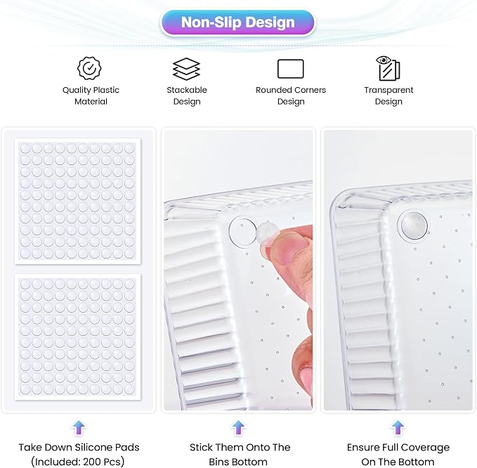 25 PCS Clear Plastic Drawer Organizer Set, Makeup Organizer Trays | 4-Size Desk Drawer Divider, Bathroom Organizers and Storage Bins for Makeup, Jewelry, Gadgets, Office, Kitchen, Bedroom