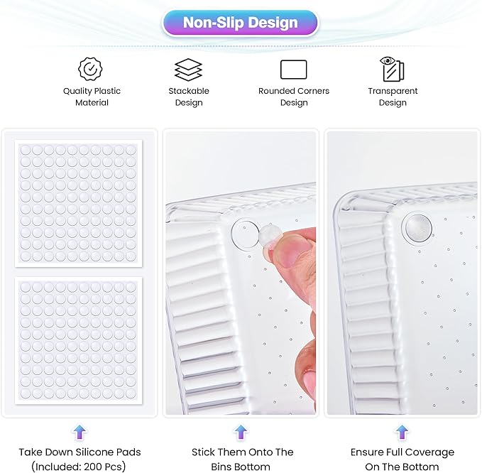 47 PCS Clear Plastic Drawer Organizer Set, Makeup Organizer Trays | 4-Size Desk Drawer Divider, Bathroom Organizers and Storage Bins for Makeup, Jewelry, Gadgets, Office, Kitchen, Bedroom