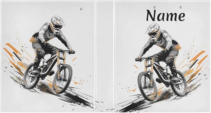 Custom 3 Ring Binder Mountain Bikers 1.5" Round Ring Binders Personalized Name View Binder with 200 Sheet for Women Men Office Kids School Supplies, 1 Pack