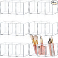 Seajan 6 Pack Acrylic Pen Holder 3 Compartments Clear Pencil Organizer Holder Makeup Brush Organizer for School Classroom Office Home Desktop Supplies Desk Accessories