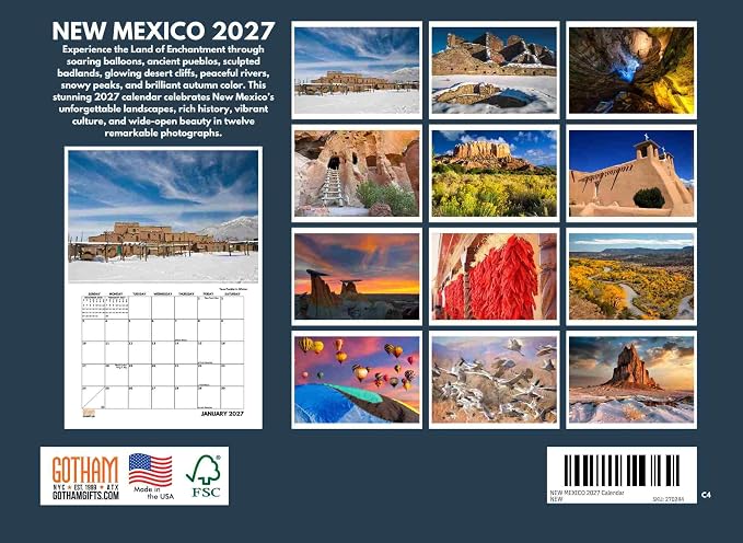 New Mexico Calendar 2027 Monthly Wall Calender 12 Month