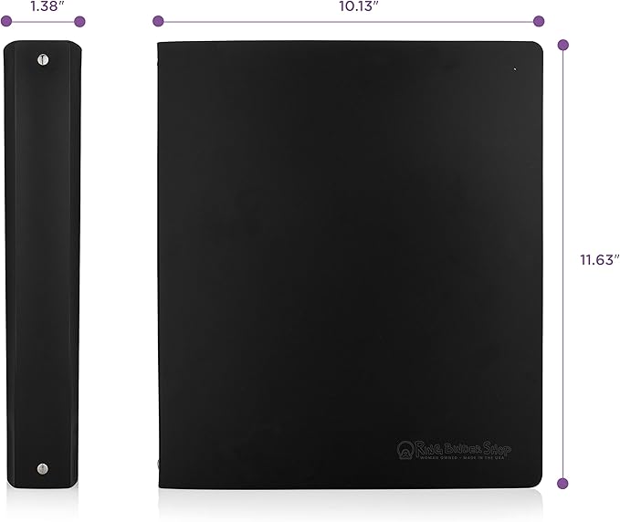 Premium Economy 3 Ring Binder, 1 Inch Pull-Open Round Rings, Holds 175 Sheets, Flexible, Lightweight, 4-Pack, Side Opening, Black