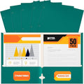 Better Office Products Two Pocket Portfolio Folders, 50-Pack, Teal, Letter Size Paper Folders, 50 Pieces, Teal