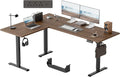 Agilestic 63 x 48 Inch L Shaped Standing Desk with Powerstrip, Dark Walnut | Outlets, Cable Management, Corner Desk, Ample Workspace, Memory Presets, Hooks, Stable Steel Frame,176 lbs, Splice Board