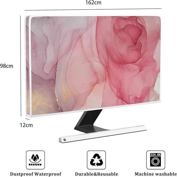 Baocicco Abstract Waterproof Television Cover with Pink Marble Design 70 Inch Full Body Cover for TV Screen Weatherproof Dust-Proof TV Screen Covers Sleeve Compatible with LED OLED Desktop