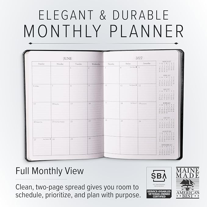 Gallery Leather Desk Monthly Planner 2026-2027 Acadia Hydrangea
