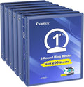 COMIX Sturdy 1 Inch 3 Ring Binder with Clear View Cover | 1"Heavy Duty Round Ring,PVC-Free Board,Holds 200 Letter Sheets,Wholesale for Offices & Classrooms,6 Pack (Dark Blue)