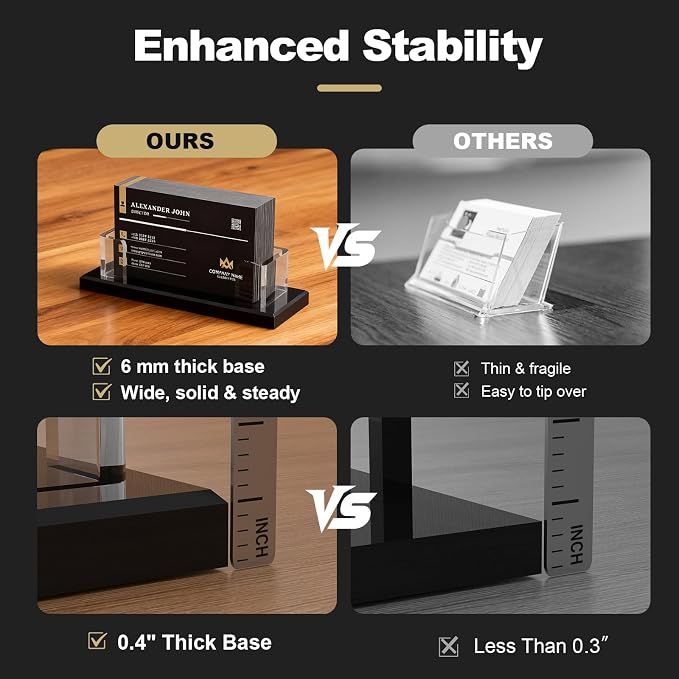 Acrylic Business Card Holder, Clear Card Display Stand for Desk, Business Card Organizer for Office Home Exhibition 2 Pack(Black)