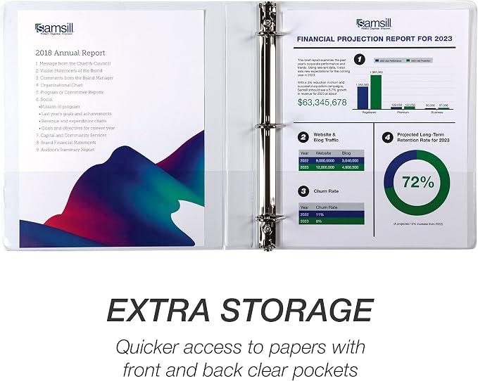 Samsill Durable 1 inch 3 Ring Binder, D Ring Binder, 100% Recycled Chipboard, White, Pallet of 576 Binders in 24 Cartons