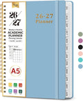 Taja Planner 2026-2027, 6.3" x 8.5" Calendar Planner, Jul 2026-Jun 2027 | A5 Hardcover Weekly & Monthly Academic Year Planner, Large Planning Agenda With Tabs, School & Office Supplies, Baby Blue