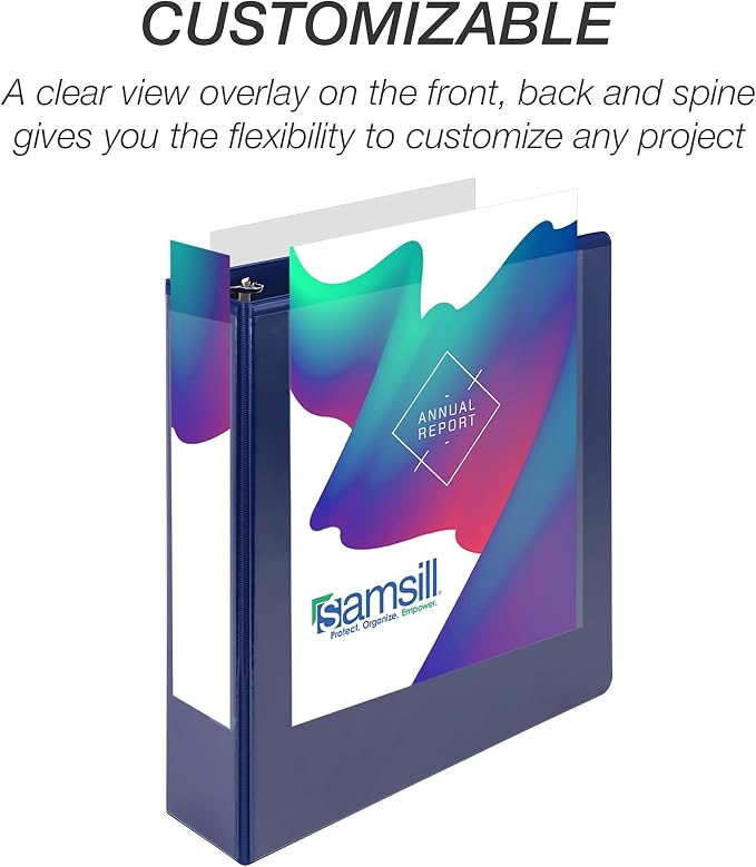 Samsill Durable 2 inch 3 Ring Binder, D Ring Binder, 100% Recycled Chipboard, Blue