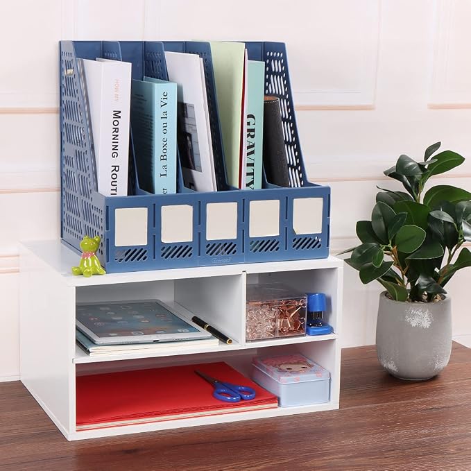 EMERIT Printer Stand Shelf with Storage Wood Desk Paper Organizer for Home/Office, Printer Riser, 2 Tier