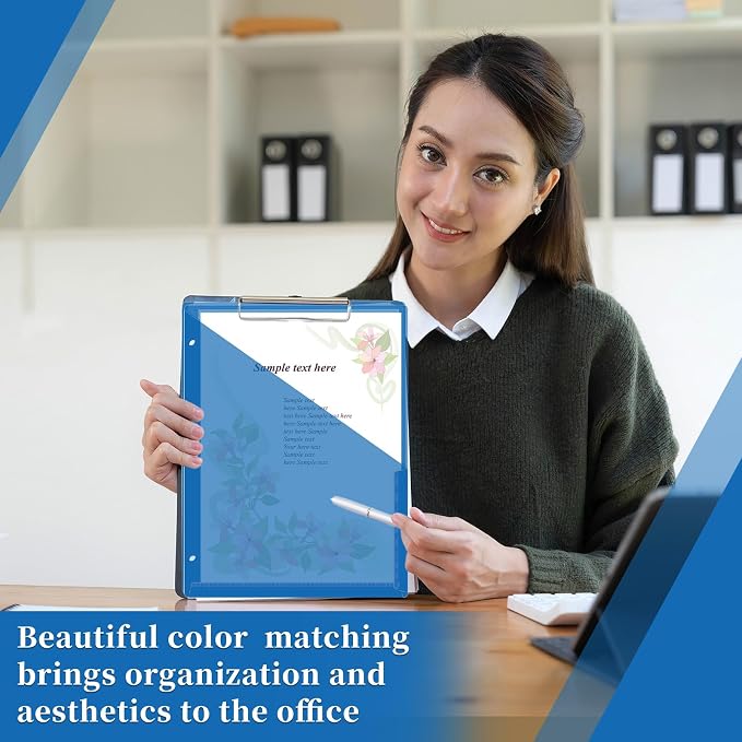 gisgfim 48 Pack Binder Pockets for 3 Ring Clear Pocket Divider Folders for 3 Hole Binders Sleeves Plastic Slash File Jacket for Office School Classroom Business Home Organizer, 9.25" x 11.22" (Blue)