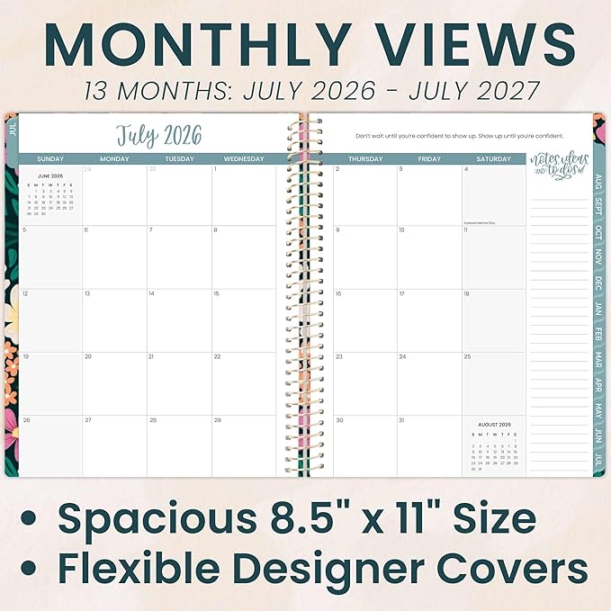 bloom daily planners 2026-2027 Planner (8.5” x 11") 13 Month Academic Organizer (July 2026 - July 2027) - Weekly & Monthly Agenda Book with Stickers & Tabs - Blooming Wildly