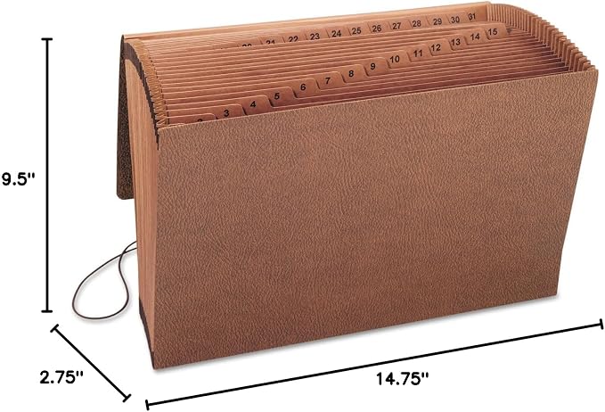 Smead TUFF Expanding File, 31 Pockets, Daily (1-31), Flap and Cord Closure, Legal Size, Redrope (70369)