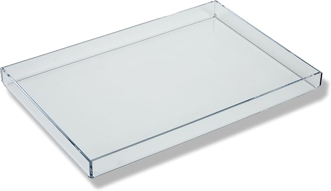 Clear Acrylic Organizer Tray, 8 x 12 Low-Profile Display & Vanity Tray – BPA-Free, Bathroom, Desk, Decor & Serving (Dry Use Only) - Made in USA