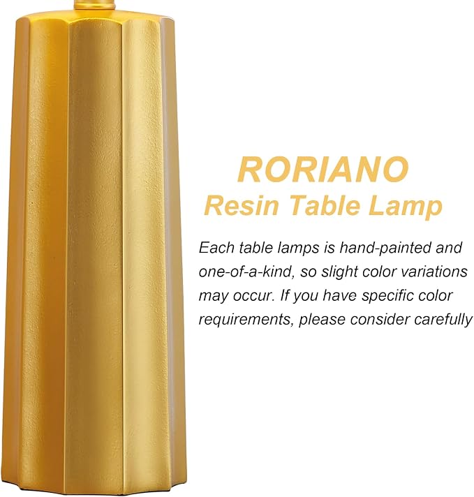 Set of 2 Modern Table Lamps for Living Room Bedroom, Gold Nightstand Resin Lamps with Black Grid Shade, Contemporary Desk Lamps for Bedside End Tables, 2 Bulbs Included (Gold) | Nightstand Resin Lamps with Black Grid Shade, Contemporary Desk Lamps for ...