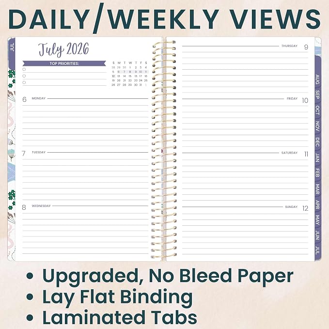 bloom daily planners 2026-2027 Planner - Academic Year (July 2026 - July 2027) Monthly & Weekly Soft Cover Planner for Women - 13 Month Calendar Agenda Book with Stickers - 5.5" x 8.25" - Seaside Whimsy